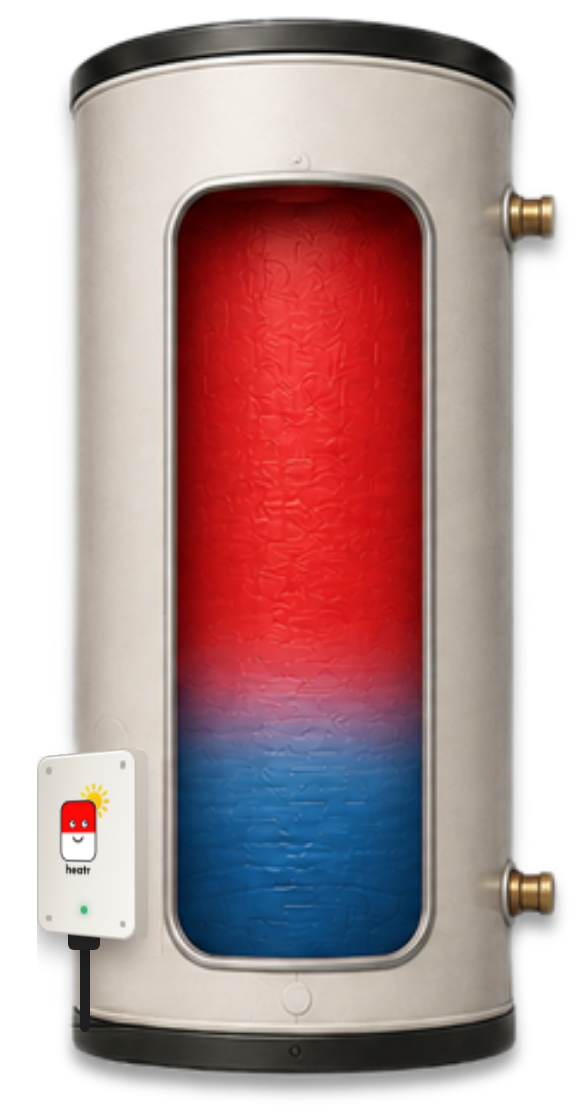 Hot-water cylinder with a Heatr controller